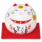 Maneki Neko แมวกวักเซรามิคเนื้อเงา 4.5 cm ทำท่ากวัก 2 มือ  แมวลายสีเหลือง