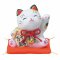 Maneki Neko แมวกวักซ้าย เรียกลูกค้า ถือปายไม้มงคลขอพรนำโชคลาภ ขนาด 8 cm