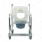 เก้าอี้นั่งถ่ายพร้อมอาบน้ำ โครงสร้างอะลูมิเนียมอัลลอย รุ่น W-05 เบาะแข็ง ฐานมีล้อ พร้อมพนักวางเท้า