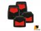 LEOMAX [{ชุด 4 ชิ้น} ถาด PVC HYBRID ดำ ใยแดง] -  ชุด 4 ชิ้น ถาดปูพื้นพลาสติก PVC พร้อมใยไวนิล รุ่น LION KING  (หน้าx2, หลังx2) (สีดำ - ใยแดง)