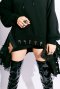 RECONSTRUCTED DENIM LACE HOODIE