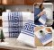 ผ้าเช็ดแก้ว/จาน cotton waffle สีขาวน้ำเงิน  ขนาด 40x60 cm