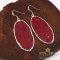 ต่างหูใบยางพาราโปร่งใสขอบเงิน / Rubber Filigree Leaf Earring (Red)