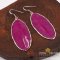 ต่างหูใบยางพาราโปร่งใสขอบเงิน / Rubber Filigree Leaf Earring (Pink)