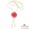 สร้อยคอทองปรับระดับได้ดอกกุหลาบสีชมพู / Red Rose on Adjustable Necklace