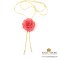 สร้อยคอทองปรับระดับได้ดอกกุหลาบสีชมพู / Red Rose on Adjustable Necklace