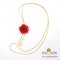 สร้อยคอทองปรับระดับได้ดอกกุหลาบสีแดง / Red Rose on Adjustable Necklace