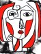 Woman Blouse - White : Picasso Women Art Red