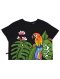 Black Crop Top : Parrot on a Twig on Black Background