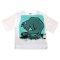 Woman Blouse - White : Green Cat on Blue Background