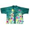 Woman Kimono Jacket - Green : Melodic Violin Performance in a Blossoming Garden on green background