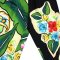 Black Cropped ankle pants : Multi-Floral Art on a Black Canvas