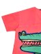 Pink Maxi dress : Cute Green Crocodile on pink