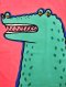 Pink Maxi dress : Cute Green Crocodile on pink