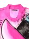 Pink Turtle Neck Blouse : Pink and Black Abstracts