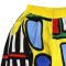Woman Cropped ankle pants - Yellow : Black ,white and red stripes with multicolor circles