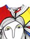 Multicolor Oversize T-Shirt : Colorful woman with Red, Blue, and Yellow