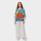 Woman Blouse Turtle Neck - Blue : Abstract Red Circle