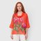 Woman Blouse Turtle Neck - Red : The Crimson Rose Bloom
