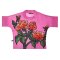 Woman Blouse Turtle Neck - Pink : Red rose blooming