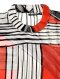 Woman Blouse Turtle Neck - Red : White Stripes Abstract