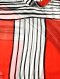 Woman Blouse Turtle Neck - Red : White Stripes Abstract