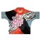 Woman Blouse Turtle Neck - Orange : Flower on black and white abstract