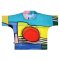 Woman Blouse Turtle Neck - Blue : Abstract Red Circle