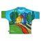 Woman Blouse Turtle Neck - Blue : House in the middle of a multicolor garden