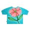 เสื้อผู้หญิงแขนยางยืด - สีฟ้า : ลายดอกไม้สีชมพูบนฟ้าใส