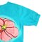 เสื้อผู้หญิงแขนยางยืด - สีฟ้า : ลายดอกไม้สีชมพูบนฟ้าใส