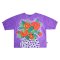 Woman Elastic Sleeve Blouse - Purple : The Purple Dots & Orange Bloom