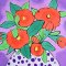 Woman Elastic Sleeve Blouse - Purple : The Purple Dots & Orange Bloom