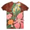 เดรสผู้หญิงทรงหลวมแขนยางยืด - สีน้ำตาล : ลายมนต์เสน่ห์จากดอกไม้