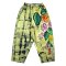 Women Cropped ankle pants - Green : Graphic Grid & Flowers