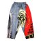 Women Cropped ankle pants - Grey : Abstract black square pattern and brush strokes