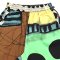 Women Cropped ankle pants - Green : Black Dots on Green & Brown