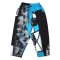 Women Cropped ankle pants - Blue : Cyan-White Block & Grey Stroke