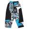 Women Cropped ankle pants - Blue : Cyan-White Block & Grey Stroke