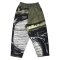 Women Cropped ankle pants - Green : Monochrome Stripes on Olive