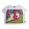 เสื้อครอปผู้หญิง - สีขาว : ลายคู่ที่น่ารัก