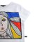 Woman Crop Blouse - White : Linework Lady with Primary Power