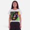 เสื้อครอปผู้หญิง - สีขาว : ลายหน้ากากแห่งอารมณ์