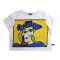 Woman Crop Blouse - White : Two Faces of Her in Yellow Frame