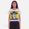 Woman Crop Blouse - White : Two Faces of Her in Yellow Frame