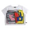 เสื้อครอปผู้หญิง - สีขาว : ลายทัศนียภาพแห่งความเงียบ
