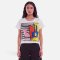 เสื้อครอปผู้หญิง - สีขาว : ลายทัศนียภาพแห่งความเงียบ