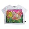 Woman Crop Blouse - White : Pink Vernal Brilliance