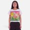 Woman Crop Blouse - White : Pink Vernal Brilliance