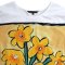 Woman Crop Blouse - White : Daffodils in a blue vase.